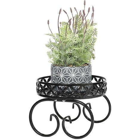Indoor or Outdoor Flower Pot Stand, Metal Plant Stand, Round Garden Plant Stand for Living Room, Balcony Decoration (Black)