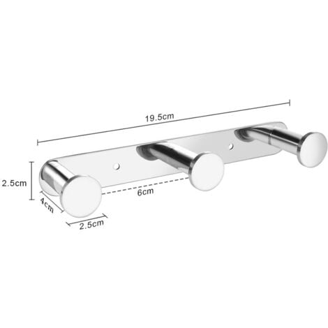 Wall Mounted Towel Hook with Hooks 304 Stainless Steel Wall Mounted Towel Hooks for Bathroom and Kitchen Doors (3 Hooks, Chrome)