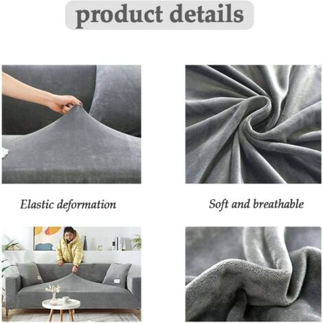 Luxurious Velvet Sofa Cover for 2 3 4 Seater, Soft Plush Couch Protector, Armrest Stretch Couch Cover, Water Resistant Furniture Protector-Pink-3 Seater 190-220cm