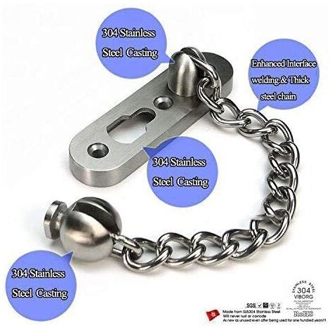 Extra Thick Door Chain Lock Sus304 Stainless Steel Door Security
