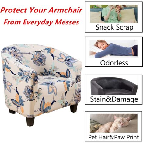 Club Chair Slipcover, Removable Washable High Stretch Tub Chair Slipcover, Couch Cover, Furniture Protector for Living Room