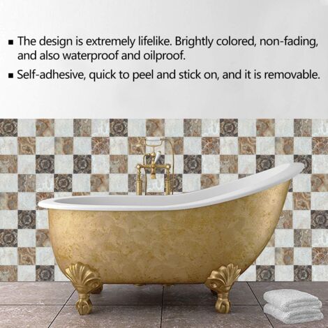 30 Pieces Tile Stickers Self-adhesive Waterproof Marble Tile Self-adhesive Sticker Wall Decoration for Kitchen Bathroom-20x20cm(Marble)