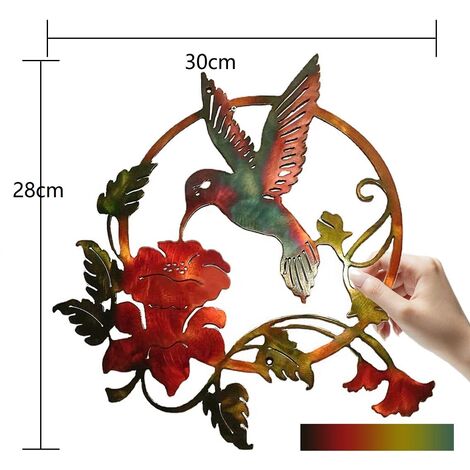 Metal Bird Silhouette, Metal Wall Art, Round Wall Decor Wall Hanging for Home Office Living Room Hotel Decoration(30x28cm) (Brown)
