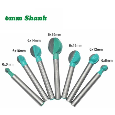 Woodworking Round Bottom Cutter, 7PCS 6mm Shank 6/8/10/12/14/16/19mm ...