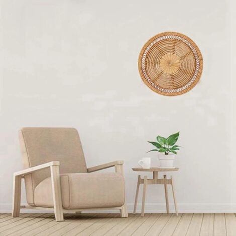 Natural Boho Woven Basket Decorative Rattan Woven Decor Woven Wall Hanging