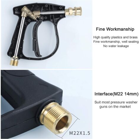4000 PSI Pressure Washer Spray Gun – M22 Quick Connect, Wand & Nozzle Tips Included