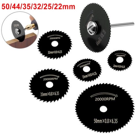 7-piece HSS saw blades for turning tools, circular saw blade discs (nitrided steel), (wood cutting disc) for turning tool chuck with 1/8 inch (3.175 mm) extension shaft (1/4)