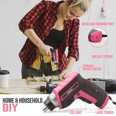 Pink 4V Electric Screwdriver - Multifunction Cordless Drill Driver