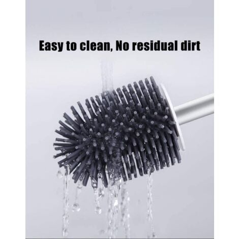 Toilet Brush, Toilet Brush, Silicone Toilet Brush with Quick-Drying Holder, Non-Slip Long Handle - White