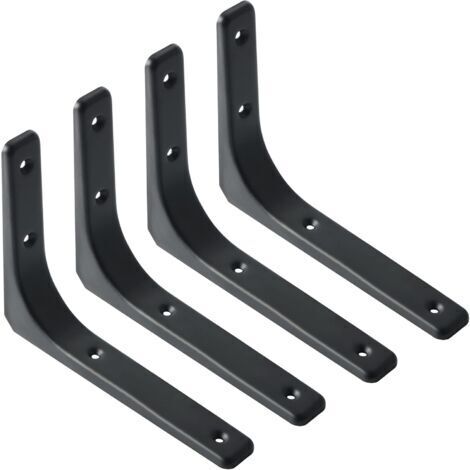 Wall Shelf Bracket, 4PCS Metal Bracket 200mm x 150mm Heavy Duty Bracket Wall Shelf Bracket for Industrial Kitchen Wall Decor Radiator Wall Mount (Black)