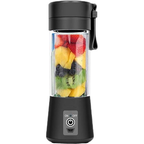 Portable Blender Cup,Electric USB Mini Juicer Blender For Shakes and  Smoothies, Juice,380ml, Six Blades Great for Mixing,Black