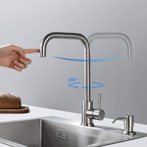 Kitchen Mixer Tap 7-Shape 304 Brushed Steel Kitchen Mixer Tap 360 Rotating with Detachable Aerator Anti-limescale Kitchen Faucet