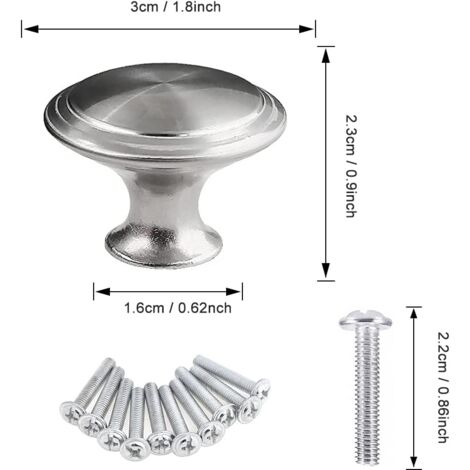 Silver Drawer Door Handle,Round Door Knobs Knobs,Silver Round Drawer Pulls,30mm Furniture Knob apply to Furniture Handles for Cupboard Cabinet Kitchen（25 Pieces）
