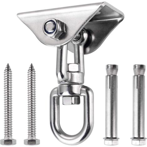 Innovative Ceiling Hook with 304 Stainless Steel 500KG Capacity 360° Rotation, Suspension for Concrete Wood Sets, Hanging Chair, Hanging Lamp, Hammock, Yoga, with 4 Fixing Screws (1/5)