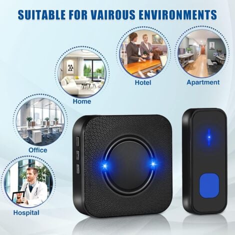 Wireless Doorbell, 300 Meters Door Bell IP55 Waterproof Electronic