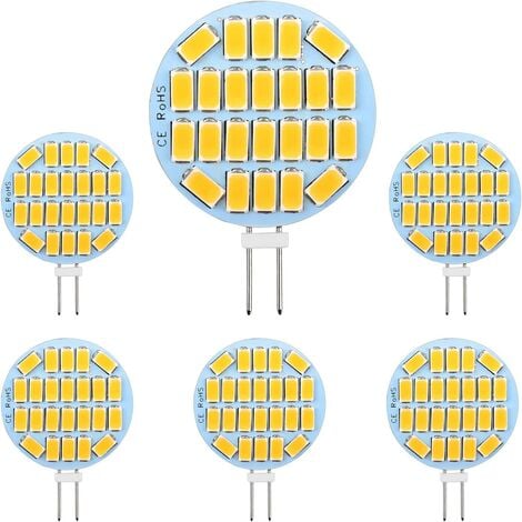 G4 LED 3W, AC12-24V, 300LM Warm White 3000K, 24x5730 SMD, 30w Halogen Bulb  Equivalent, Non-Dimmable, G4 LED Round Bulb for Cabinet Light, Lighting,  Recessed Lighting, Pack of 6