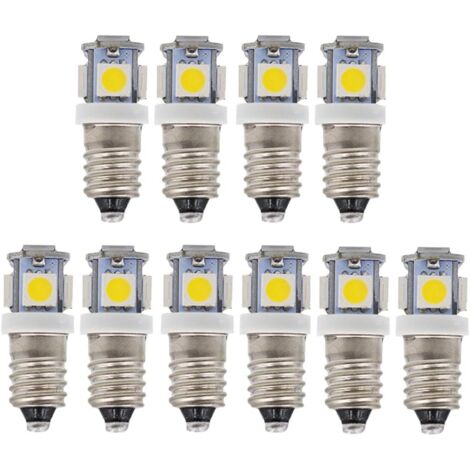 10pcs E10 6V Cool White LED Bulbs 5SMD 0.5W 50LM Lamp(Cool White) (1/5)