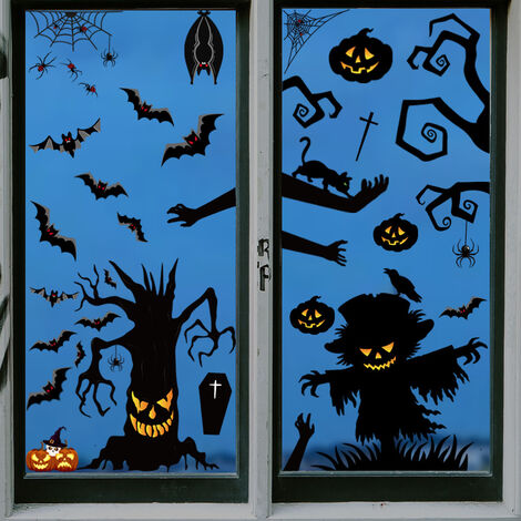 2 Sheets Halloween Window Stickers,Halloween Window Stickers,Halloween Window Decoration,Halloween Wall Stickers for Halloween Party Decoration (1/5)