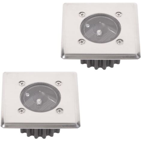 Set of 2 Solar LED Recessed Ground Spotlights - Square - 8.5 x 8.5 cm - Stainless Steel - 2 Recessed Spotlights - IP44 (1/5)