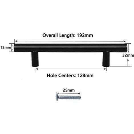 20pcs Black Cabinet Handles Black Kitchen Cabinet Handles T Handles Cupboard Drawer Black 128 mm Center Distance