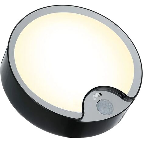 Aougo – LED motion sensor ceiling light – Battery operated 300 lumens – 18.3cm diameter for attics, garages, hallways – Automatic shut-off (1/5)