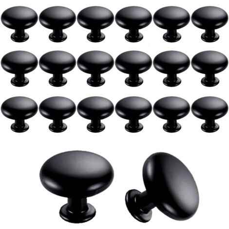 20PCS Door Knobs Drawer Knobs 30mm Vintage Handles Furniture Cabinet Knobs for Kitchen Cupboards (Black)