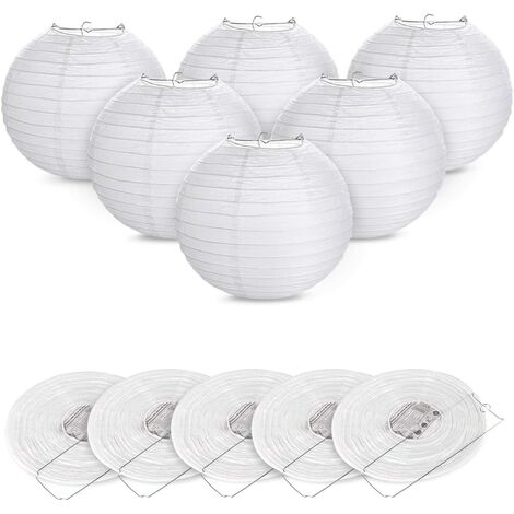 12pcs Paper Lantern Lampshade White Ball Shape Lampion Shade for Hocht Time Church Garden Party Decoration(White) (1/5)