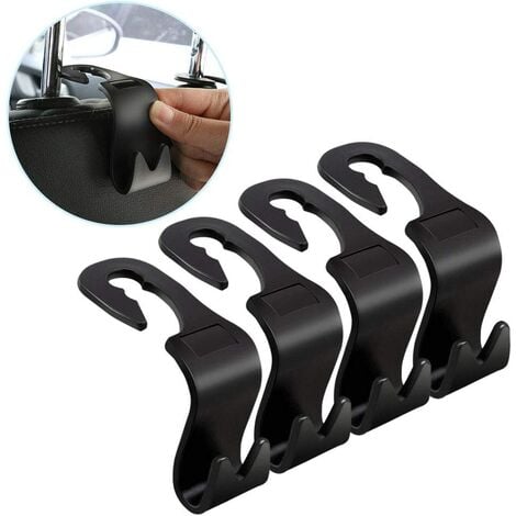 Car Seat Back Hooks Multifunctional Car Hanger Storage Bag Seat Headrest  Hook 4 Pieces Black
