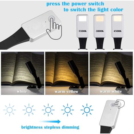 Reading Screen Light Color Rechargeable Reading Light, LED Reading Light for Reading in Bed, 3 ...