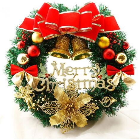 Aougo – Christmas wreath 40cm – Handmade with mixed ornaments – For front door, walls, weddings, Christmas parties – Eco-friendly PVC (1/5)