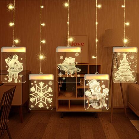 5 in 1 3D Curtain Lights, USB String Fairy Lights, Indoor and Outdoor Decoration for Party Garden Wedding Patio (1/5)