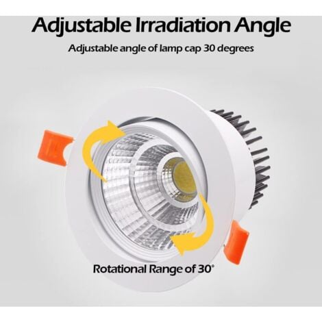 6x LED Recessed Spotlights, 5W COB Recessed Ceiling Light, Cool White 6000K, 500LM, AC 220-240V, Ra≥90, Beam Angle 24°, IP44, For Bathroom, Kitchen, Living Room, Hallway (White)(Aperture: 75mm)