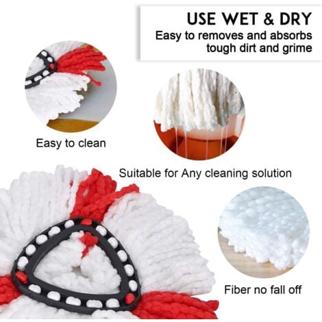 Set of 4 replacement heads for Vileda 2-in-1 mop, O-Cedar, EasyWring and Clean Turbo