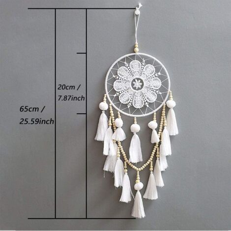 Dream Catcher, Handmade Dream Catcher Network, Native American Mythology Stories for Wall Decor Hanging Craft Gift (White)