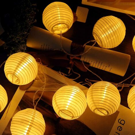 Aougo – LED fairy lights 6.5m with 30 warm white LED balls – Solar-powered white kraft lanterns – Perfect for Christmas and outdoor decoration (1/5)