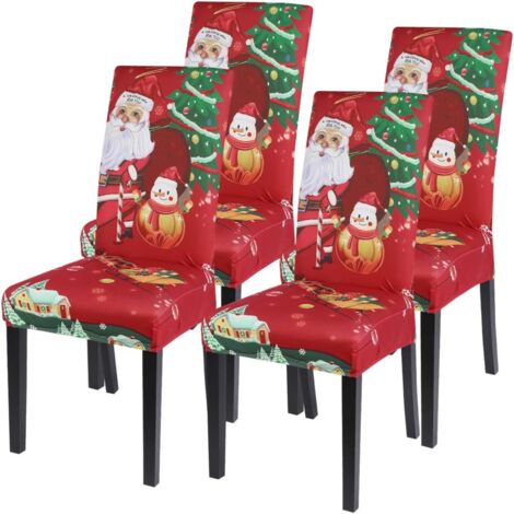 Christmas Stretch Chair Covers Set of 4 - Modern Elastic Chair Covers - Chair Decor for Universal Fit (1/5)