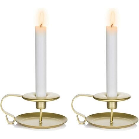 Set of 2 Brass Taper Candle Holders, Centerpiece Table Decorative Vintage,  Modern, Metal Candlestick Holders for Reception Candlelight Dinner