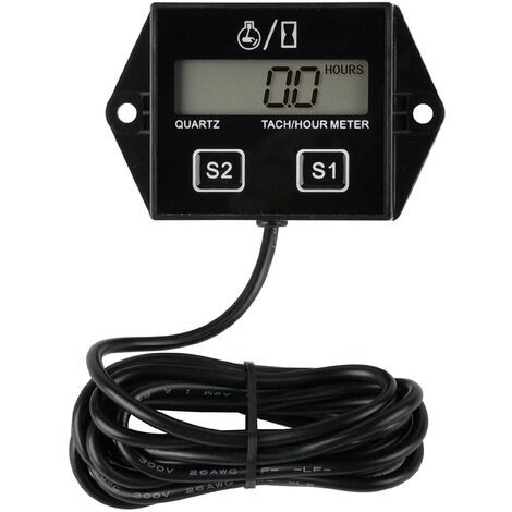 Digital Hour Meter Tachometer, Maintenance Reminder, Replaceable Battery, Auto Shut-Off, Use for ZTR Lawn Mower Marine Tractor Generator ATV Snowmobile and Equipment (1/5)