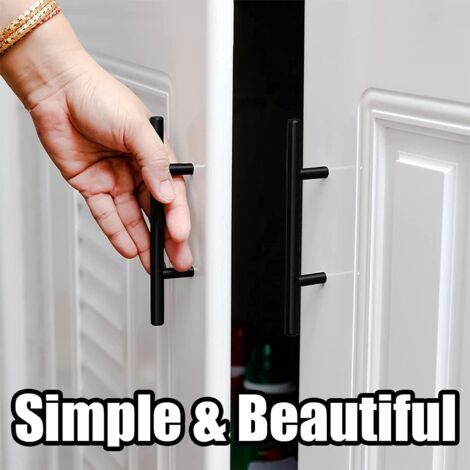 PCS T-Bar Stick Kitchen Door Handles Pulls With Screws(150MM), Stainless Steel Kitchen Cabinet Handle 96mm Hole Spacing, for Cabinet Door Kitchen Door Handles, Black