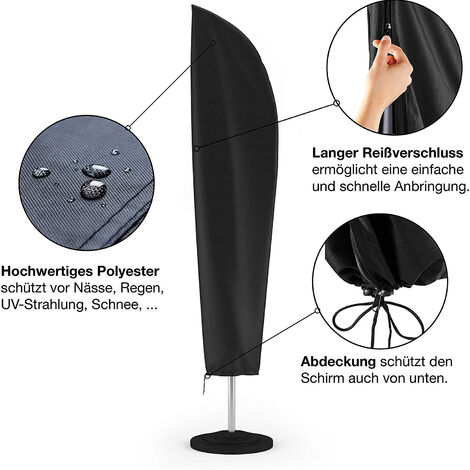 2.7m to 3.4m Cantilever Parasol Cover, Heavy Duty 420D Oxford Fabric, Waterproof, Anti-UV Canopy Parasol Cover with Air Vents (265x40/70/50cm) - Black