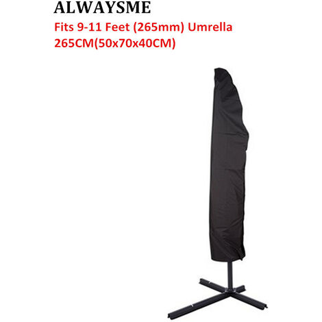 2.7m to 3.4m Cantilever Parasol Cover, Heavy Duty 420D Oxford Fabric, Waterproof, Anti-UV Canopy Parasol Cover with Air Vents (265x40/70/50cm) - Black