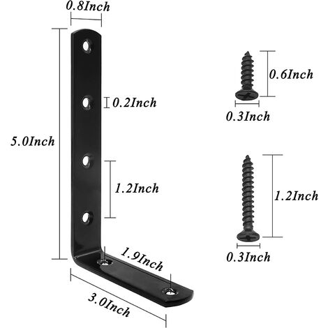 Fixing Bracket,8 Pcs L-Shaped Right Angle Black Stainless Steel Bracket ...