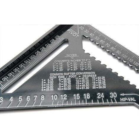 Triangle Ruler, 90 Degree Square Protractor Architectural Triangular Ruler  High Precision Carbon Steel Layout Measuring Tool Triangular Scale for