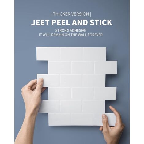 Subway Tiles Peel and Stick Backsplash, Stick on Tiles Kitchen Backsplash (10 Tiles, Thicker Version)