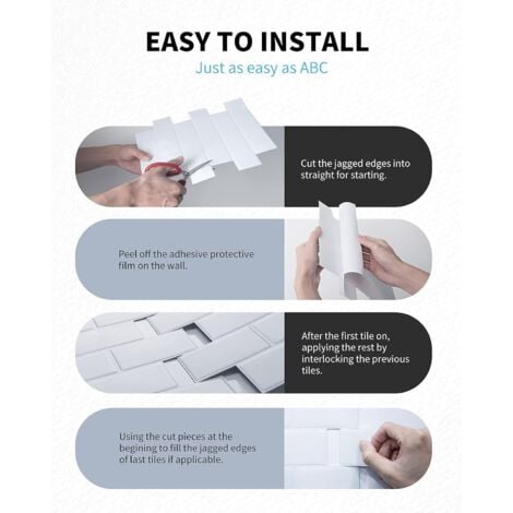 Subway Tiles Peel and Stick Backsplash, Stick on Tiles Kitchen Backsplash (10 Tiles, Thicker Version)