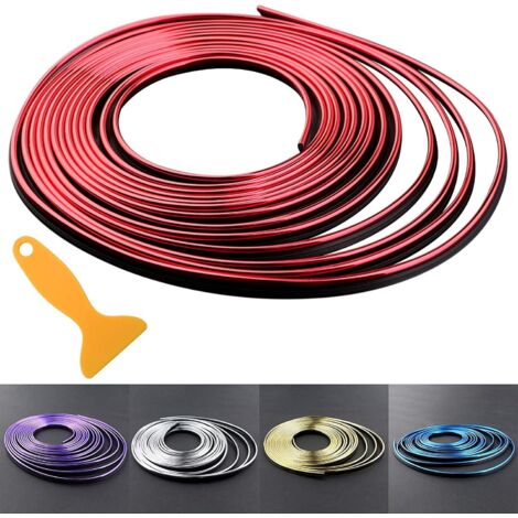 Car Interior Trim Strips - 5M/16.4FT Universal Car Gap Fillers Automobile Moulding Line Decorative Accessories DIY Flexible Strip Garnish Accessory with Installing Tool (Red) (1/5)