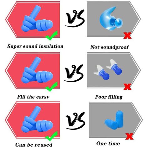 Ear Plug Material 5 Pairs Reusable Silicone Ear Plugs, Noise Cancelling Ear Plugs ...