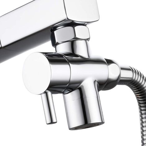 Brass Sink Valve Diverter Faucet Splitter for Kitchen or Bathroom, Faucet Adapter 3 Way Faucet Diverter Valve, Sink Faucet Replacement Part M22 X M24, Chrome, SBA021C (1/5)