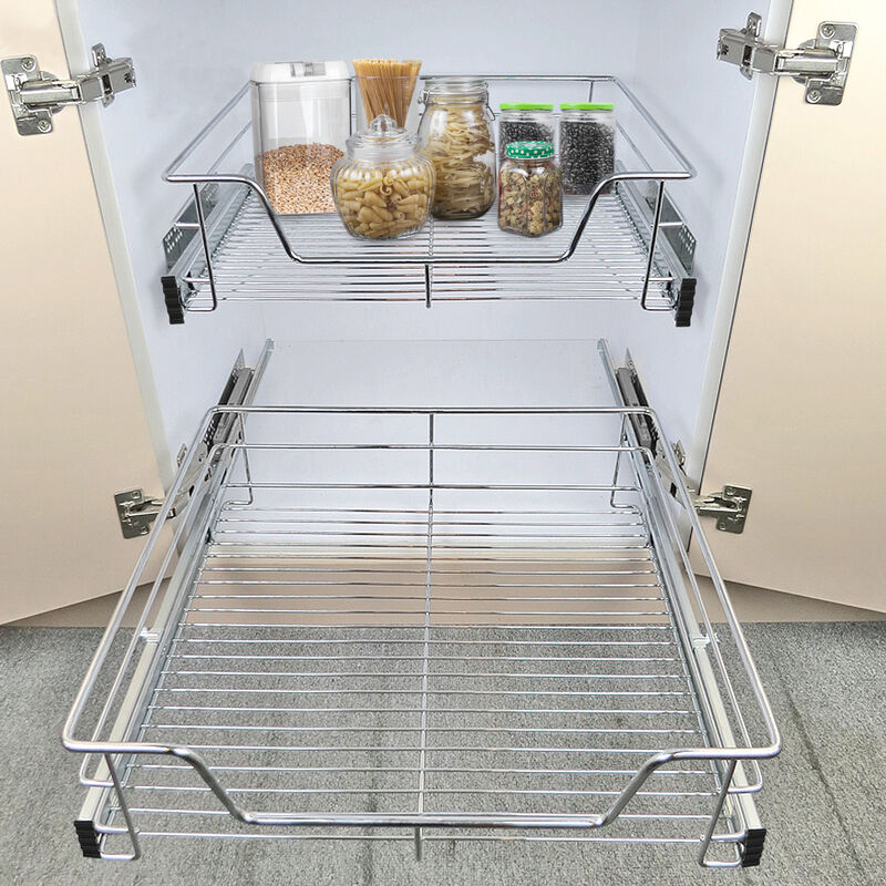 Tiroir Télescopique Cuisine Daromigo 50cm - Charge 25kg, Rangement Coulissant Métal