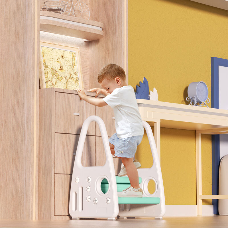 Escabeau pour enfant, 2 marches, escabeau enfant pour lavabo, antidérapant  et robuste, tabouret enfant, pour apprentissage de la propreté, salle de